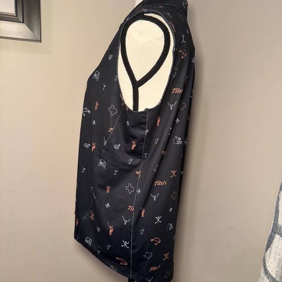 William Murray Tito’s Golf Sleeveless Polo Shirt Black Novelty Print Women L - Picture 4 of 9